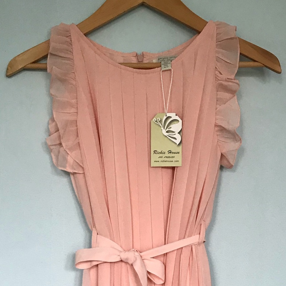 *tags* pleated blush pink girls size 12 dress